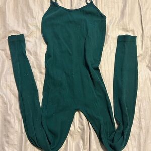 Green Ribbed Jumpsuit